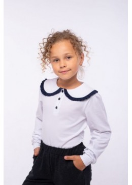 Vidoli бело-синяя блузка с воротником для девочки G-21931W